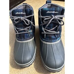 Eddie Bauer Women’s Hunt Pac Hiking Duck Boot Blue Canvas Weather Quilted Sz 9